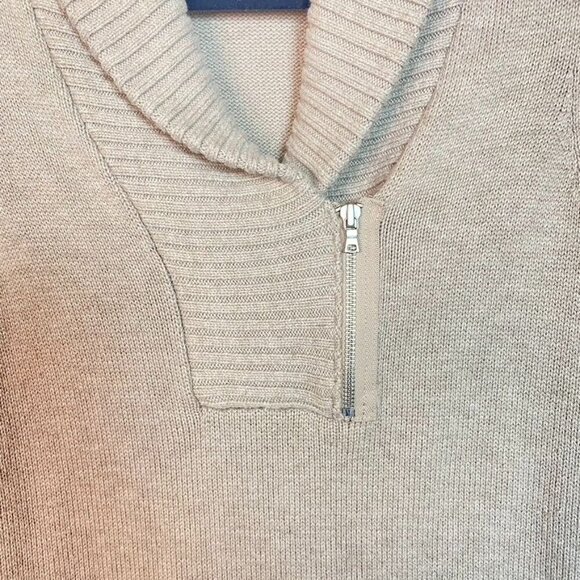 Gap Womens Beige Wool Blend Cowl Neck Sweater Size S With 1/4 Zip Collar - Picture 3 of 8